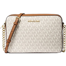 Michael Kors Jet Set Large Printed Logo Crossbody Bag - Vanilla