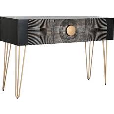 Home ESPRIT Mango Wood Golden/Black Console Table 38x120cm