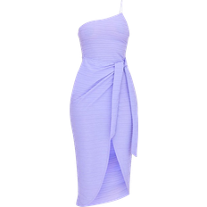 M Dresses PrettyLittleThing Textured Strappy One Shoulder Wrap Midi Dress - Purple