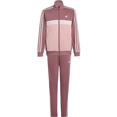 Adidas Junior Essentials 3-Stripes Tiberio Tracksuit - Preloved Crimson/Semi Pink Spark/Sandy Pink (IY1797)