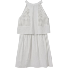 Reiss Eden Broderie Linen Halter Neck Mini Dress - White