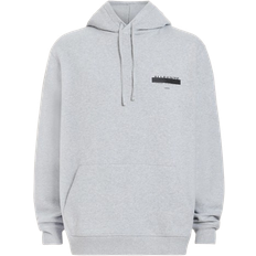 AllSaints Redact Pullover Embroidered Logo Hoodie - Grey Marl