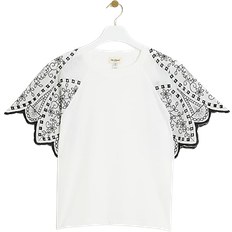 River Island Broderie Detail T-shirt - White