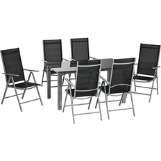 Black Patio Dining Sets Garden & Outdoor Furniture OutSunny 84G-100V00GY Patio Dining Set, 1 Table incl. 6 Chairs