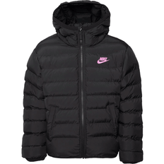 Nike Boys Outerwear Nike Older Kid's Sportswear Lightweight Synthetic Fill Loose Hooded Jacket - Black/Black/Magic Flamingo (FD2845-013)