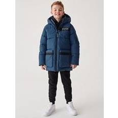 Ted Baker Kids' Padded Longline Big Pocket Coat, Blue