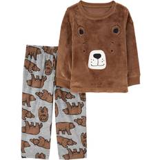 Carter's Toddler Boys 2-Piece Fuzzy Velboa Bear Pajamas 2T Brown/Grey