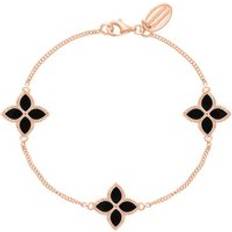 Rose Gold Bracelets C. W. Sellors 18ct Rose Gold Whitby Jet Eden Marquise Flower Bracelet Gold