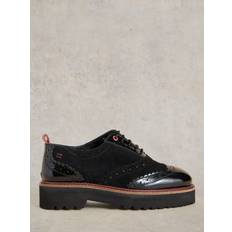 White Stuff Suede and Leather Chunky Brogues, Black