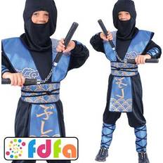 Wicked blue ninja samurai warlord boys fancy dress costume