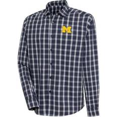 Antigua Michigan Wolverines Carry Long Sleeve Button-Up Shirt Navy Blue, NCAA Men's Tops