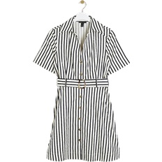 River Island Stripe Belted Mini Shirt Dress - Navy