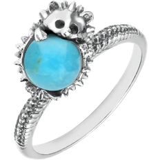 C. W. Sellors Tiny Hedgehog Ring - Silver/Turquoise