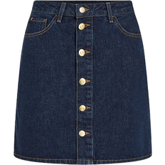 Tommy Hilfiger High Rise Button Thru Denim Mini Skirt - Cler