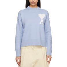 Women - Wool Jumpers Ami Paris De Coeur Sweater - Blue/Off-white