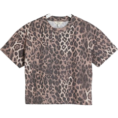 River Island Cropped Leopard Print T-shirt - Brown