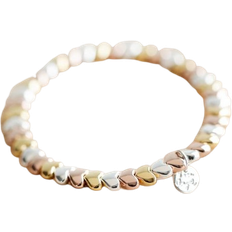 Lisa Angel Beaded Hearts Bracelet - Gold/Rose Gold/Silver