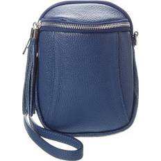 Italian Leather Crossbody - Blue