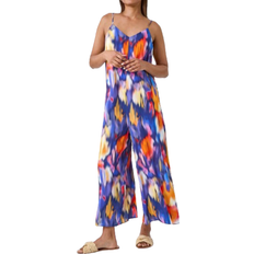 Roman Abstract Print Cropped Jumpsuit - Purple