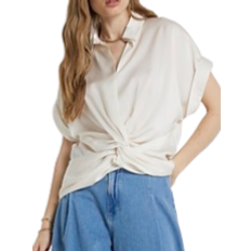 Polyester Blouses River Island Front Knot Blouse - White