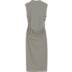 H&M Gathered Bodycon Dress - Light Beige/Striped