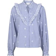 Neo Noir Shirts, female, Blue, Blue Degas Blouse with Ruffles