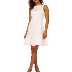 Adrianna Papell Flounce Hem Sleeveless Mikado Midi Dress - Ivory