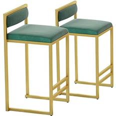 DHOPWWR Breakfast Green/Gold Bar Stool 92cm 2pcs