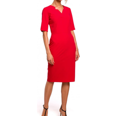 Moe Delicate & Elegant Pencil Dress - Red