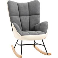 Black Rocking Chairs Homcom Wingback Grey/Cream Rocking Chair 98cm