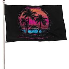 MHXYZHW Palm Vintage Sunrise Flag 91x152cm