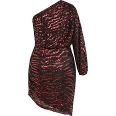 City Chic Sequin Stripe Dress Plus Size - Ruby