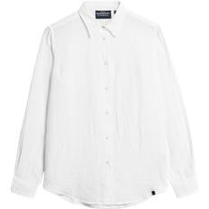 White - Women Shirts Superdry Casual Linen Boyfriend Shirt - Optic