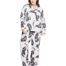 Women Pyjamas Chelsea Peers Lotus Tiger Print Long Pyjama Set - Cream