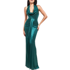 Goddiva Open Back Cowl Neck Maxi Dress - Emerald Green