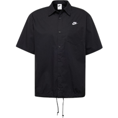 Nike Men Shirts Nike Club Men's Short Sleeve Oxford Button Up Shirt - Black/White