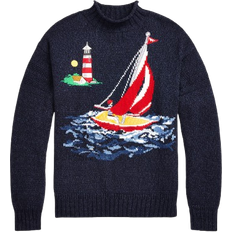 Ralph Lauren Sailboat Intarsia Cotton Sweater - Navy Combo