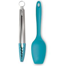 Zeal Kitchen Tongs & Spatula Spoon Set Duck Egg Blue Kitchenware 2pcs