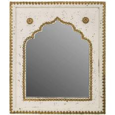 Alexandra House Living Mango Wood Golden/White Wall Mirror 40x51cm