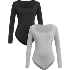 Shein 2pcs Tween Girls Crew Neck Long Sleeve Bodysuit Set