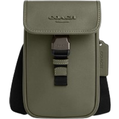 Coach Racer Phone Crossbody In Smooth Leather - Gunmetal/Military Green