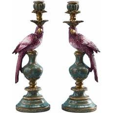 WERNS Parrot Pink/Green Candle Holder 39.5cm 2pcs