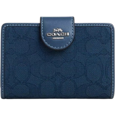 Coach Medium Corner Zip Signature - Silver/Denim/Dark Denim