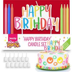 SOL Multicolored Happy Birthday Cake Candle Set for Kids & Adults