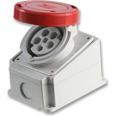 Pro Power 32A, 415V, Surface Mount CEE Socket, 3P N E, Red, IP67