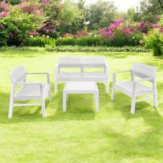 Garden & Outdoor Furniture Urbnliving 4 Pcs Rattan Garden Furniture Sofa Arm Chairs Side Table Patio Outdoor Lounge Set