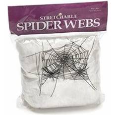 Shatchi 20pk Halloween Spider Web with 4 Spiders Stretchable White Cobweb Decoration ‎White