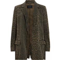 AllSaints Aleida Denim Blazer - Leopard Green