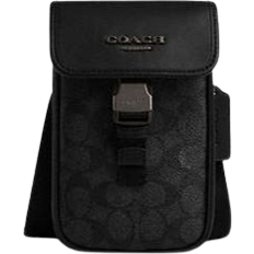 Coach Racer Phone Crossbody In Signature - Gunmetal/Charcoal/Black