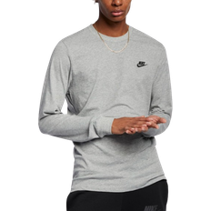 Nike Sportswear Club Men's Long Sleeve T-shirt - Dark Grey Heather/Black